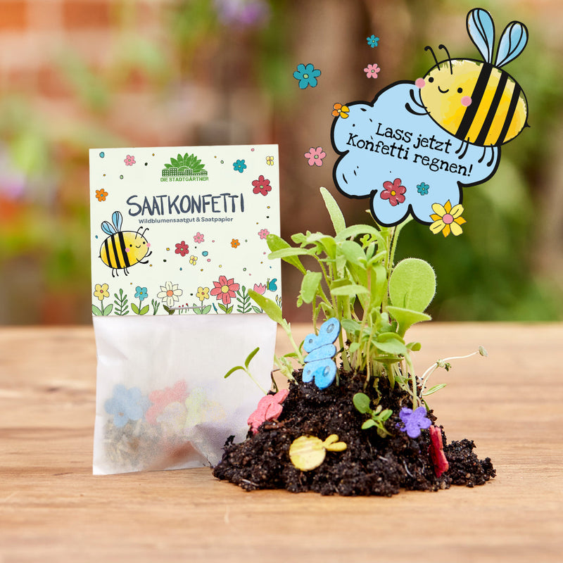 Set of 10 Colorful Seed Confetti Packets – Handmade Wildflower Mix — Die Stadtgärtner