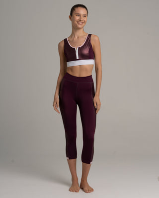 Honolulu 3/4 Leggings – Aubergine | Side pocket | High waist | Shiny-matte