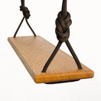 Schaukel 80 cm – Eiche massiv | Handgefertigt | Extra dickes Seil Schwarz — Ansicht 1