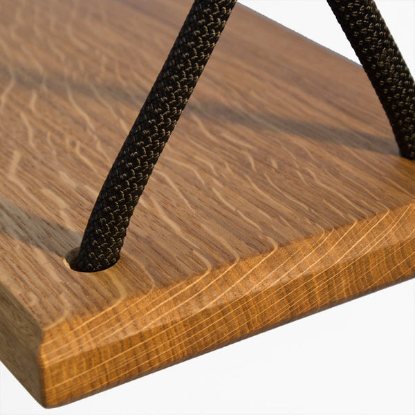 Schaukel 80 cm – Eiche massiv | Handgefertigt | Extra dickes Seil Schwarz