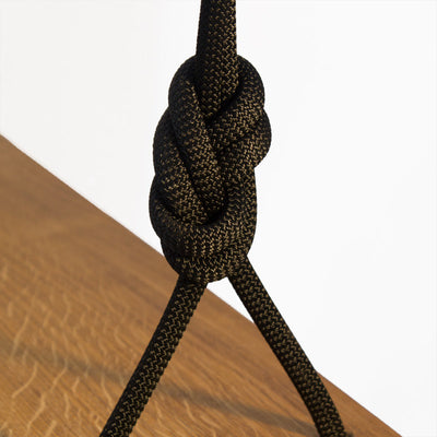 Schaukel 80 cm – Eiche massiv | Handgefertigt | Extra dickes Seil Schwarz