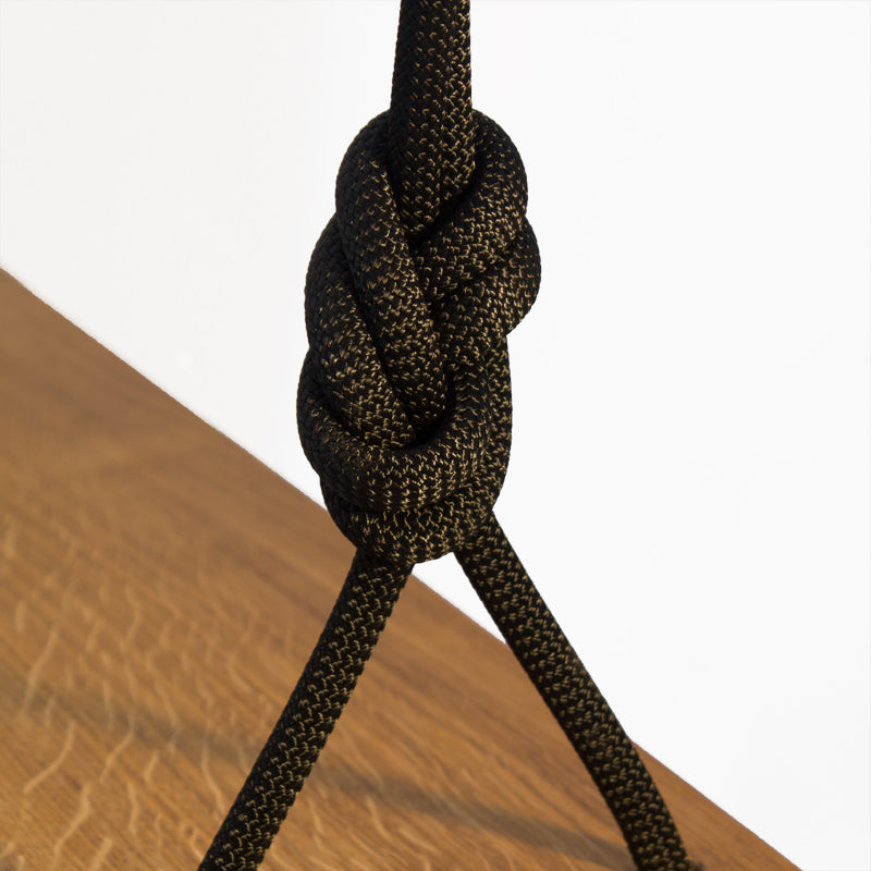 Schaukel 80 cm – Eiche massiv | Handgefertigt | Extra dickes Seil Schwarz — Ansicht 3