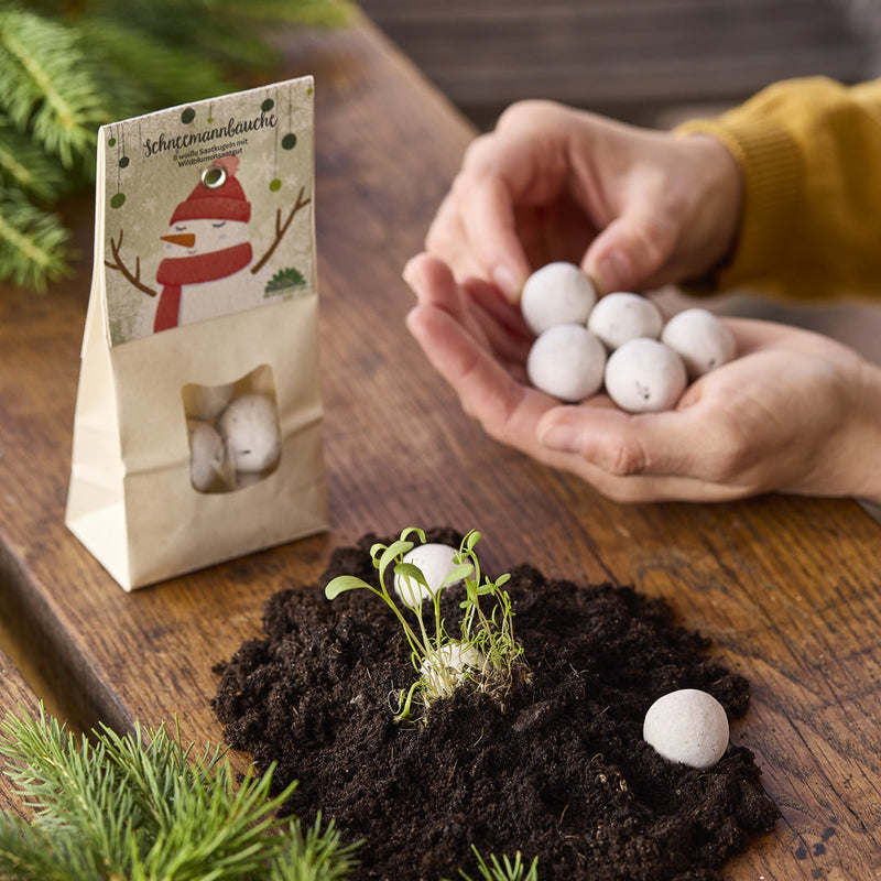 Snowman Bellies – White flower marbles with 19 wildflower varieties — Ansicht 3