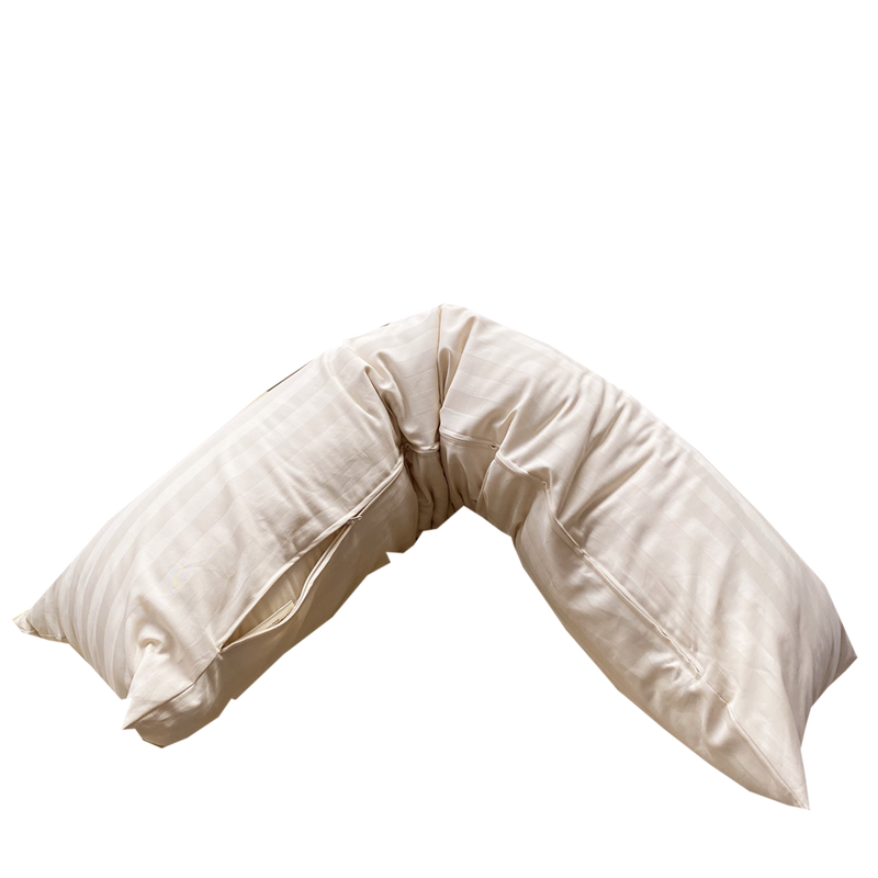 Villa Jade° Seitenschläfer Kissenbezug 100% KbA Baumwoll-Satin natur-gestreift — Ansicht 2