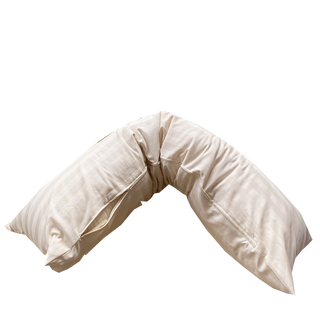 Villa Jade° Seitenschläfer Kissenbezug aus 100% KbA Baumwoll-Satin, natur-gestreift - schlafraum.shop