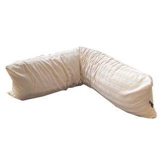 Villa Jade° Seitenschläfer Kissenbezug aus 100% KbA Baumwoll-Satin, natur-gestreift - schlafraum.shop