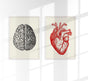 Heart & Brain Set of 2 Prints – Fine Art Poster Duo Atelierdruck Berlin