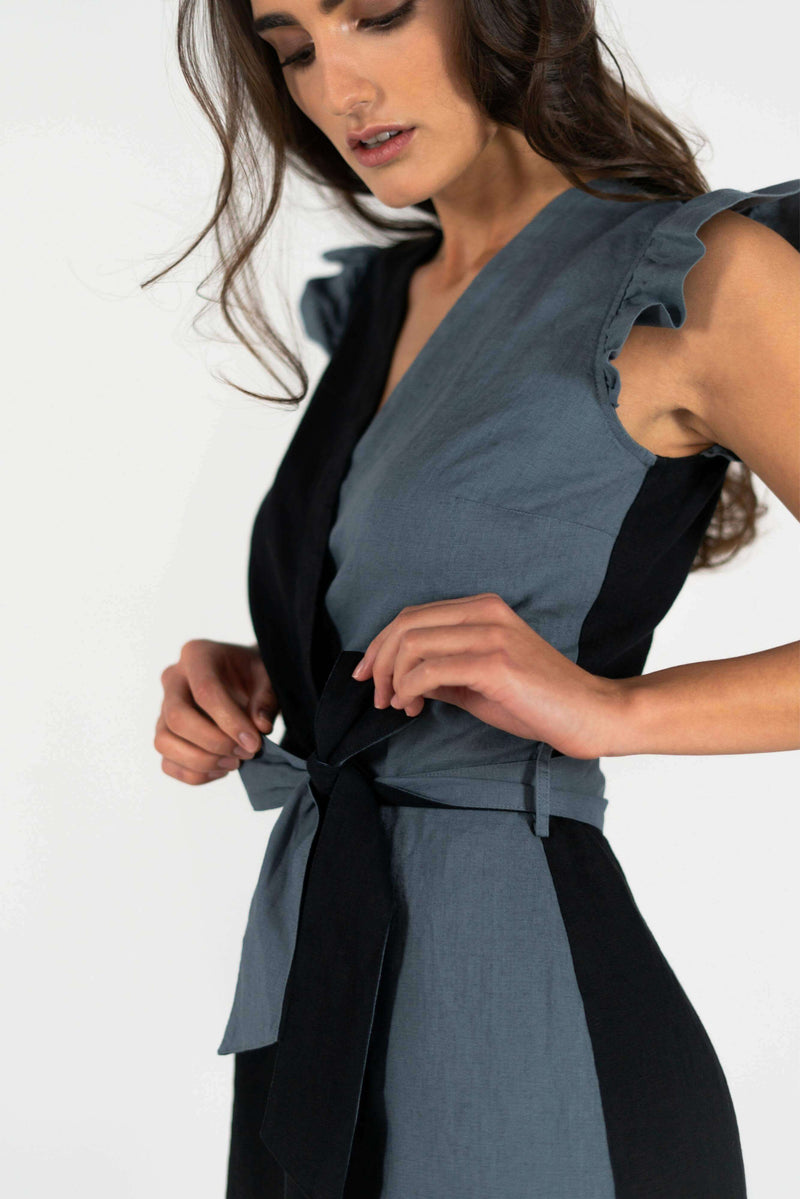Linen Dual Dress – 100% Linen Wrap Dress | Figure-flattering — Ansicht 2