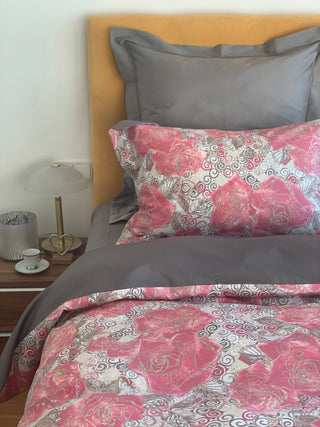 Bedding Set Silver Rose 100% mercerized cotton satin 300 TC easy iron