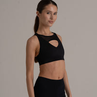 Sports Bra Holy Schwarz Netzeinsätze breiter Halt ECONYL — Ansicht 2