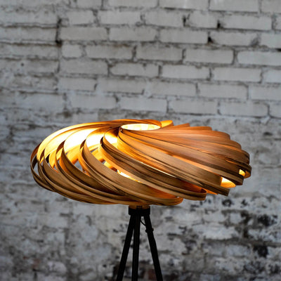 Veneria Floor Lamp Amber Tree Wood 70cm Handmade