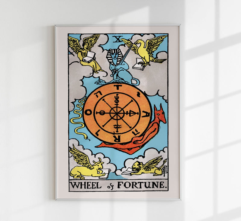 Wheel of Fortune Tarot Art Poster – Mystisches Kunstwerk — Patroa Studio
