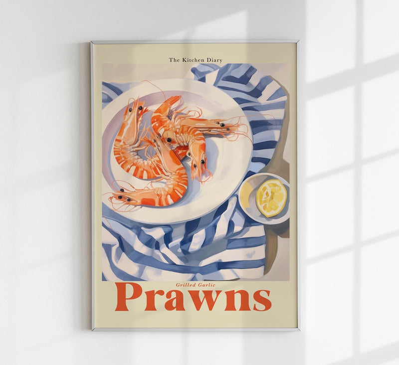 The Kitchen Diary: Grilled Garlic Prawns – Fine Art Poster UV-beständig — Patroa Studio