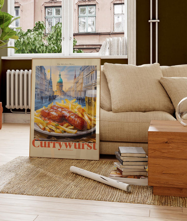 The Kitchen Diary: Currywurst Art Poster – Grafische Food-Illustration