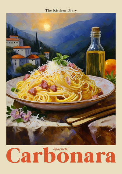 The Kitchen Diary: Carbonara – Fine Art Print | Modern Kitchen Art | Premiumqualität