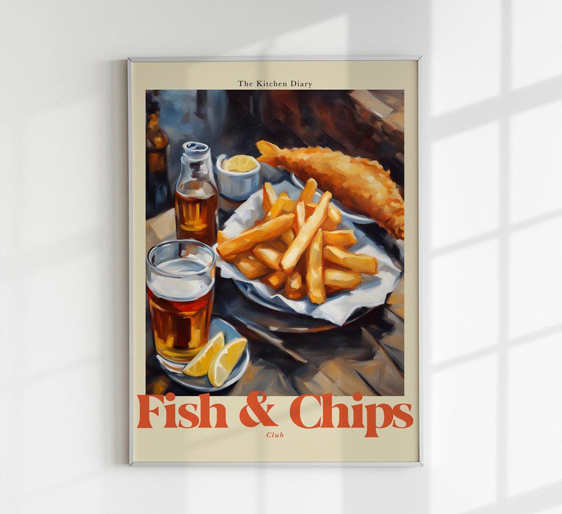 The Kitchen Diary: Fish and Chips Club – Fine Art Poster UV-beständig — Patroa Studio