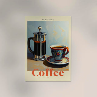 The Kitchen Diary: Coffee Club French Press – Fine Art Print | Modern Kitchen Art | Premiumqualität