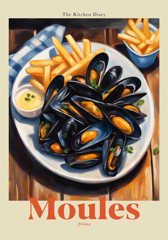 The Kitchen Diary: Moules Frites – Fine Art Poster | UV-resistant | Culinary Art — Ansicht 4