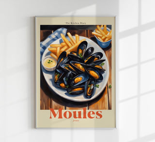The Kitchen Diary: Moules Frites – Fine Art | UV-Resistant | Culinary Poster