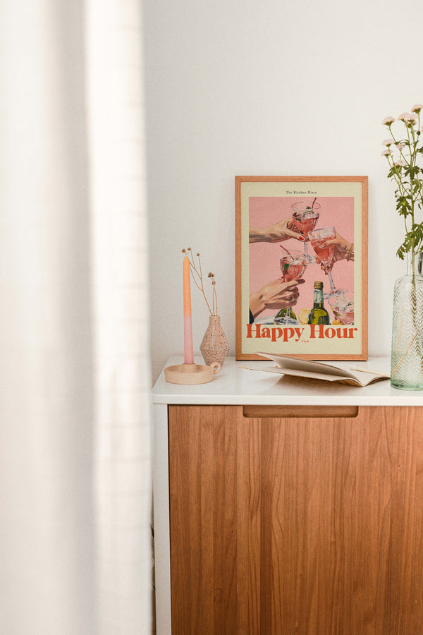 The Kitchen Diary: Happy Hour Club Fine Art Poster – UV-resistant, handmade