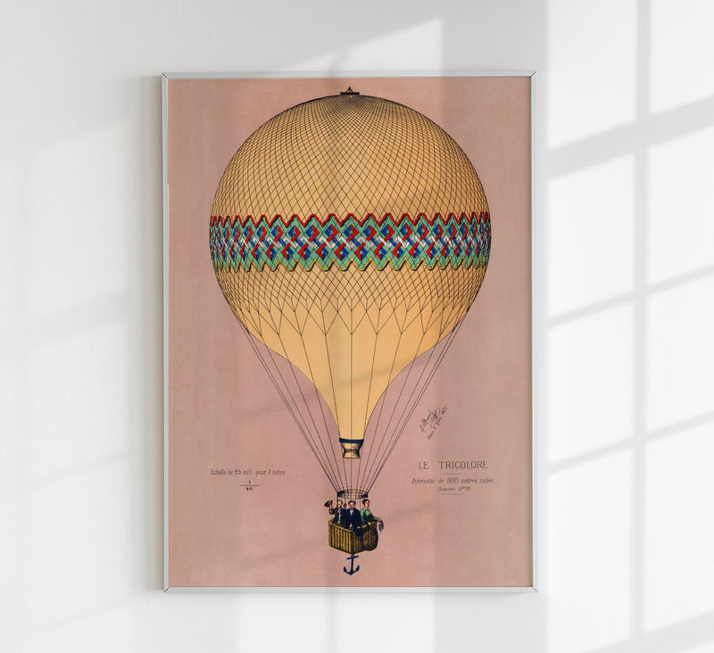 Balloon Tricolore Pink Poster – Fine Art Print Heißluftballon UV-resistent — Patroa Studio