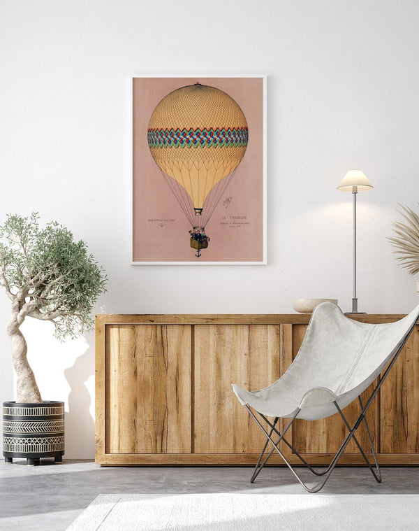 Balloon Tricolore Pink Poster – Fine Art Print Heißluftballon UV-resistent