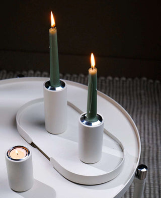 Tablett Butler Siqual-Design Weiß mit Kerzenständer