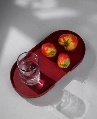 Tablett Butler Siqual-Design Rot mit Glas