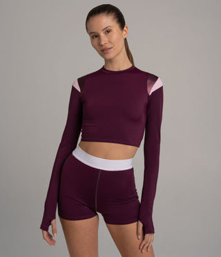 Tahiti Longsleeve Aubergine – UV-Schutz Surftop aus ECONYL
