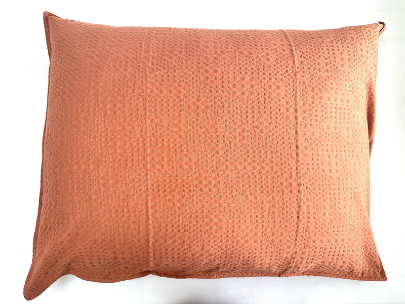 Seersucker Bettwäsche Terraccotta – 100% Baumwolle, bügelfrei, Jacquard & Stonewashed Perkal — Ansicht 2