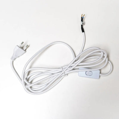 Textilkabel weiß und schwarz mit Stecker und Kippschalter – verschiedene Längen