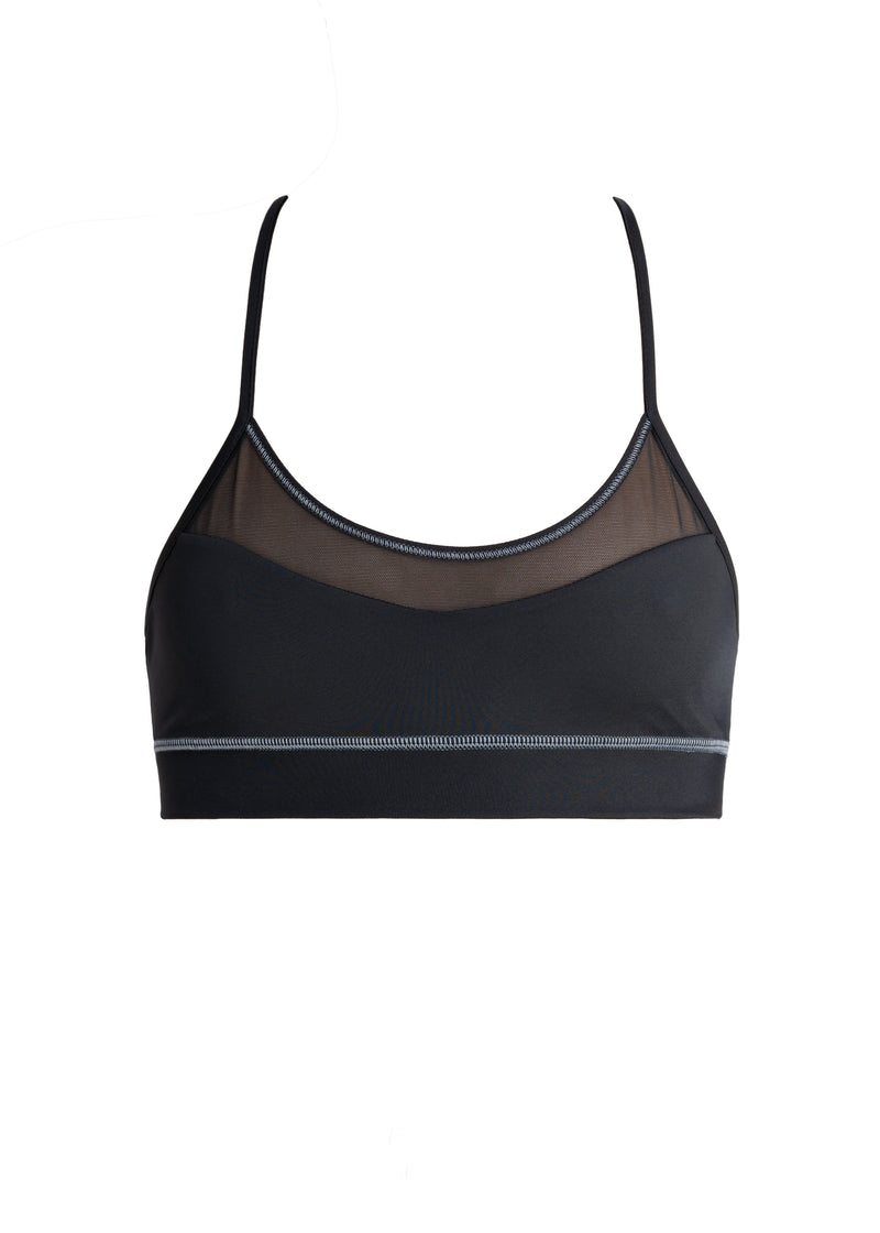 Sports Bra Tiffany – Schwarz/Grau | Verstellbare Träger | Mesh-Einsätze | ECONYL® — Ansicht 5