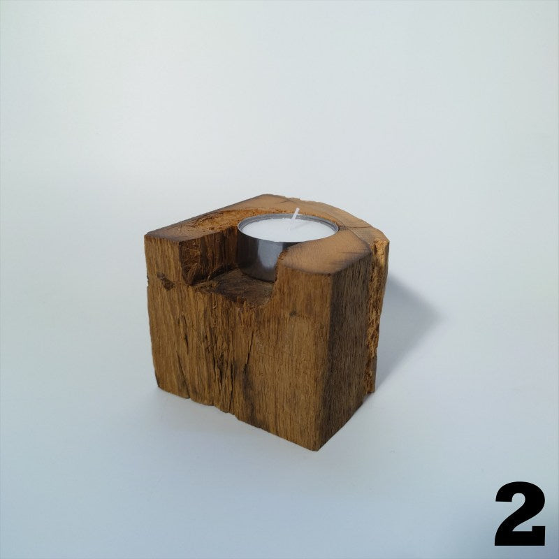 Timbur Holz Teelichthalter Altholz Edelstahl handgefertigt — Handworkz