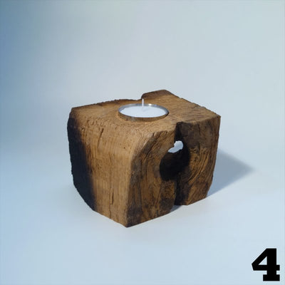 Timbur Holz Teelichthalter Altholz Edelstahl handgefertigt
