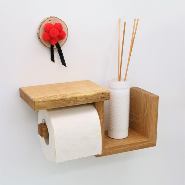 Toilettenpapierhalter LOTHAR Massivholz Eiche handgefertigt