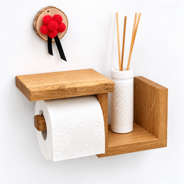 Toilettenpapierhalter LOTHAR Massivholz Eiche handgefertigt