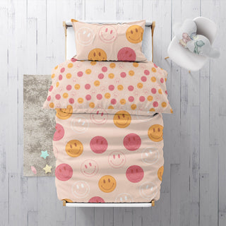 Leslis "Smileys" Kinderbettwäsche – Musselin/Satin | OEKO‑TEX 100 | Gute‑Laune‑Design