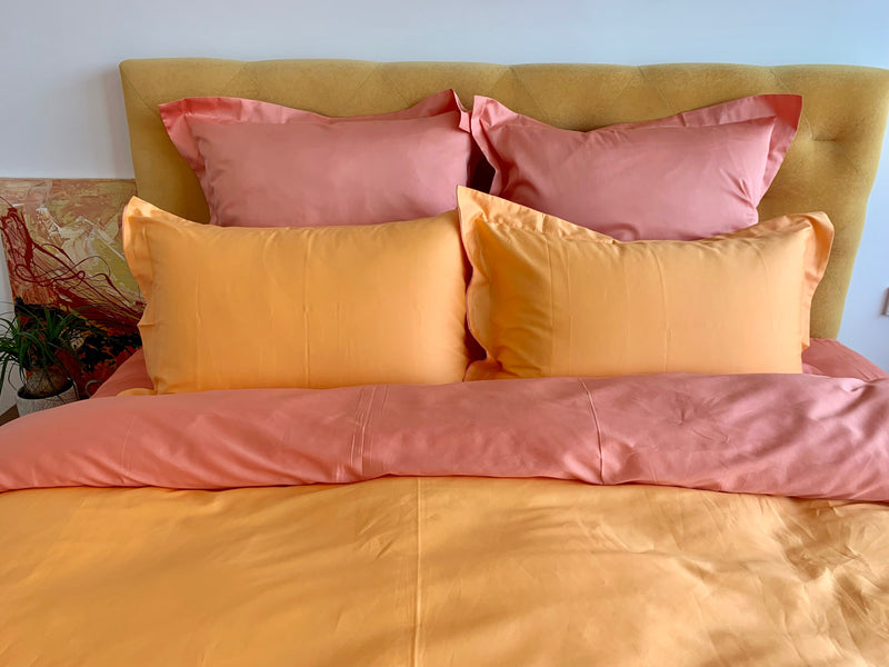 Duvet Cover Set Twist Peach – 100% Cotton Sateen 300 TC, easy-care — Ansicht 1