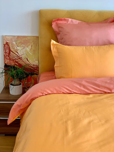 Duvet Cover Set Twist Peach – 100% Cotton Sateen 300 TC, easy-care