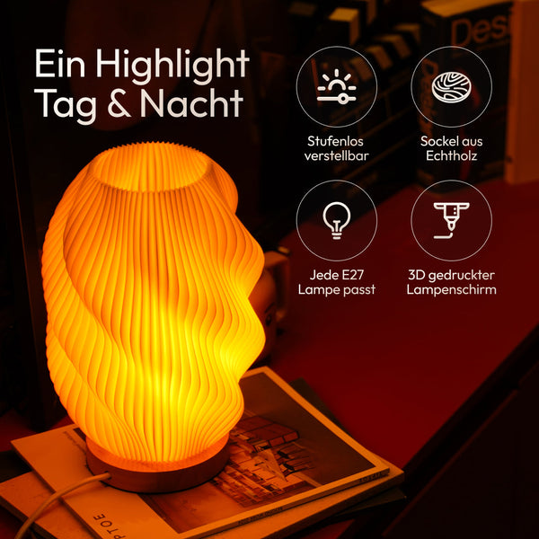 Twuro 3D-printed table lamp oak recycled PLA