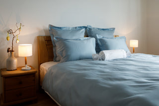 Bedding set Twist blue&amp;white 100% mercerized cotton satin 300 TC easy-iron