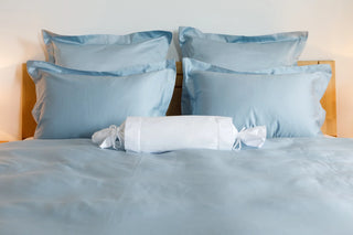 Bettwäsche Set Twist blue&white – 100% mercerisierte Baumwolle | Satin 300 TC | Bügelleicht