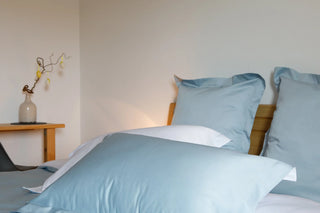 Bettwäsche Set Twist blue&white – 100% mercerisierte Baumwolle | Satin 300 TC | Bügelleicht