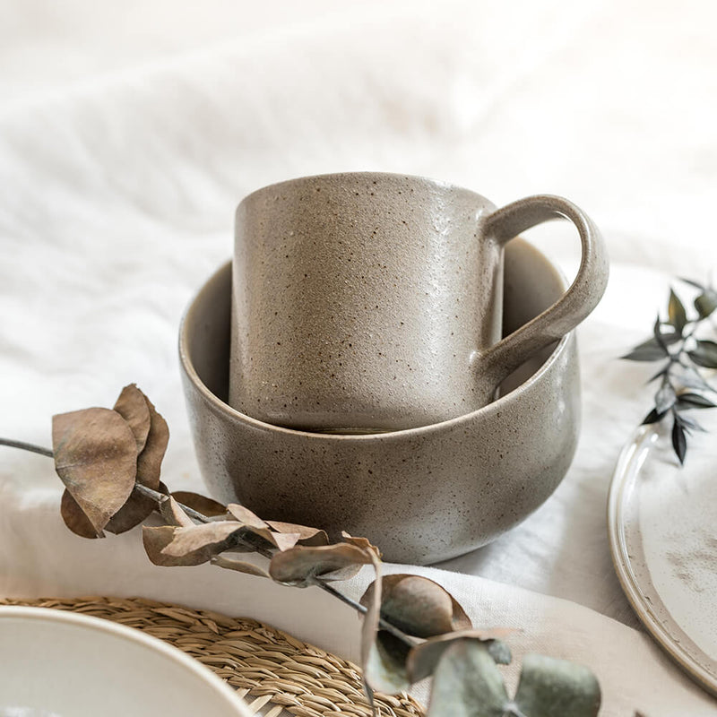 Lunch Set Ddoria – Handgefertigtes Steingut in Granit Grau — Ansicht 4