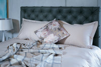 Duvet Cover Set Plain Beige Mercerized Cotton Sateen 300 TC Easy Iron — Ansicht 2