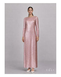 Lumière Pink Sequin Dress – Long – Aline CELI — Ansicht 1