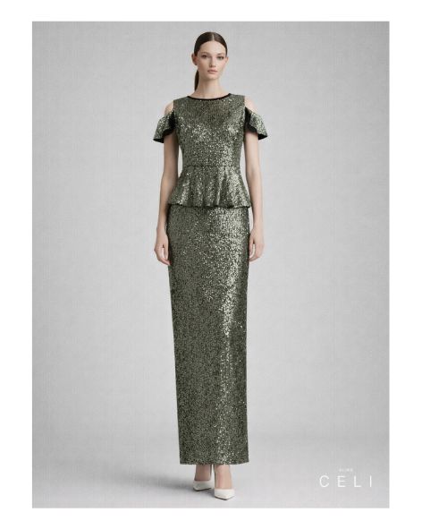 Sequin Peplum Dress – Long | Aline CELI — Ansicht 1