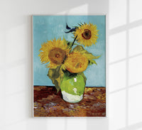 Vase with Three Sunflowers Blue by Van Gogh – Art Print — Ansicht 1
