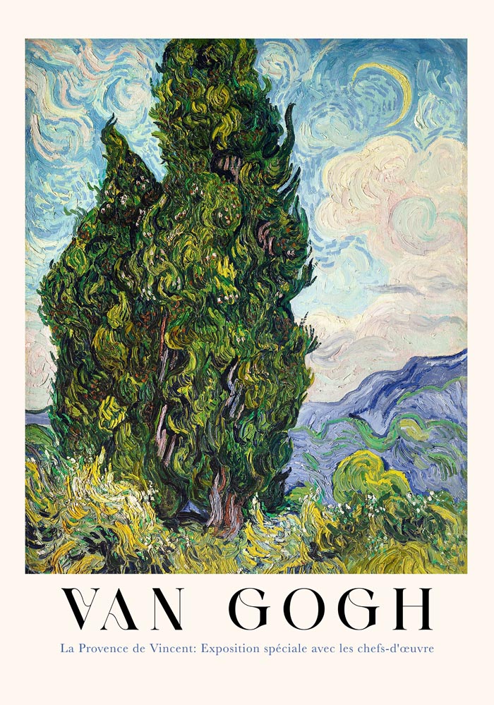 Cypresses – Art Poster by Van Gogh | Fine Art Print | Expressive Landscape — Ansicht 3