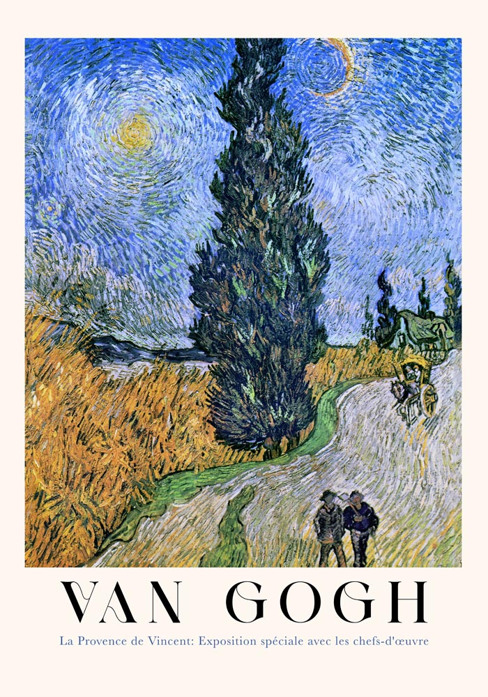 Road with Cypress and Star – Fine Art Print UV-resistent | Van Gogh Kunstposter — Ansicht 3